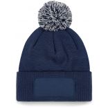 Bonnet à pompon patch SNOWSTAR® B443 - French Navy / Light Grey