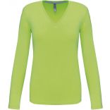 T-SHIRT COL V MANCHES LONGUES FEMME Lime - S