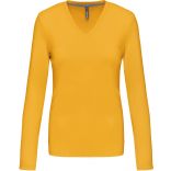 T-SHIRT COL V MANCHES LONGUES FEMME Yellow - S