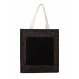 SAC SHOPPING TOILE DE JUTE Black / Silver