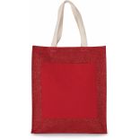 SAC SHOPPING TOILE DE JUTE Cherry Red / Gold