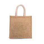 Le sac style cabas en toile de jute KI0274 - Natural / Gold