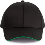 Casquette sandwich contrasté 6 panneaux Oeko-Tex Black / Kelly Green