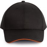 Casquette sandwich contrasté 6 panneaux Oeko-Tex Black / Orange