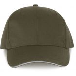 Casquette sandwich contrasté 6 panneaux Oeko-Tex Khaki / Light Grey