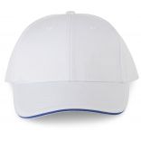 Casquette sandwich contrasté 6 panneaux Oeko-Tex White / Royal Blue