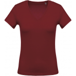 T-shirt femme col V manches courtes K390 - Wine