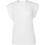 T-shirt femme Flowy à manches roulottées BE8804 - White