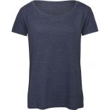 T-shirt femme triblend col rond TW056 - Heather Navy