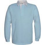 Polo homme rugby uni col blanc K217 - Sky Blue