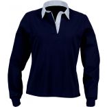 Polo femme rugby uni col blanc K218 - Navy