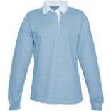 Polo femme rugby uni col blanc K218 - Sky Blue