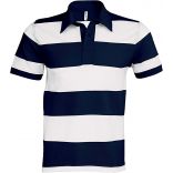 Polo rugby rayé manches courtes K237 - Navy / White