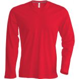 T-shirt homme manches longues col V K358 - Red