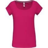 T-shirt femme col bateau manches courtes K384 - Fuchsia