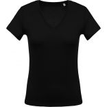 T-shirt femme col V manches courtes K390 - Black