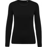 T-shirt femme col rond manches longues K392 - Black