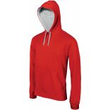 Sweat-shirt homme à capuche contrastée K446 - Red / White