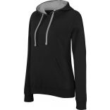 Sweatshirt femme capuche contrastée K465 - Black / Fine Grey 