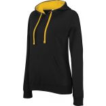 Sweatshirt femme capuche contrastée K465 - Black / Yellow 