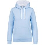 Sweatshirt femme capuche contrastée K465 - Sky Blue / White 