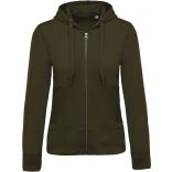 Sweat-shirt femme bio zippé capuche K485 - Mossy Green