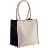 Sac cabas en coton / jute KI0255 - Natural / Black