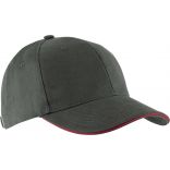 Casquette 6 panneaux Orlando KP011 - Slate Grey / Red