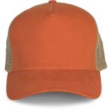 Casquette Trucker 5 panneaux KP137 - Rustic Orange / Beige