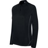 Sweat-shirt femme running 1/4 zip PA336 - Black