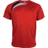 T-shirt sport enfant manches courtes PA437 - Sporty Red / Black / Storm Grey