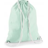 Gymsac en coton W110 - Pastel Mint / White - 37 x 46 cm de dos