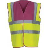 Gilet haute visibilité HVW100 - Raspberry / Hi Vis Yellow